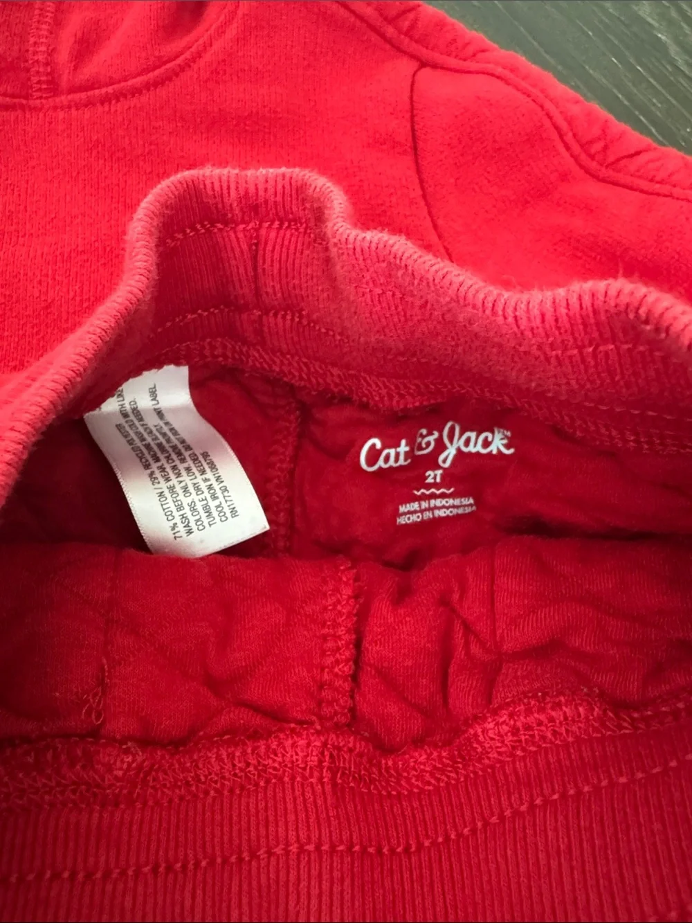 Cat & Jack Quilted Matching Sweatsuit Set 2T | Red Hoodie Jogger Outfit